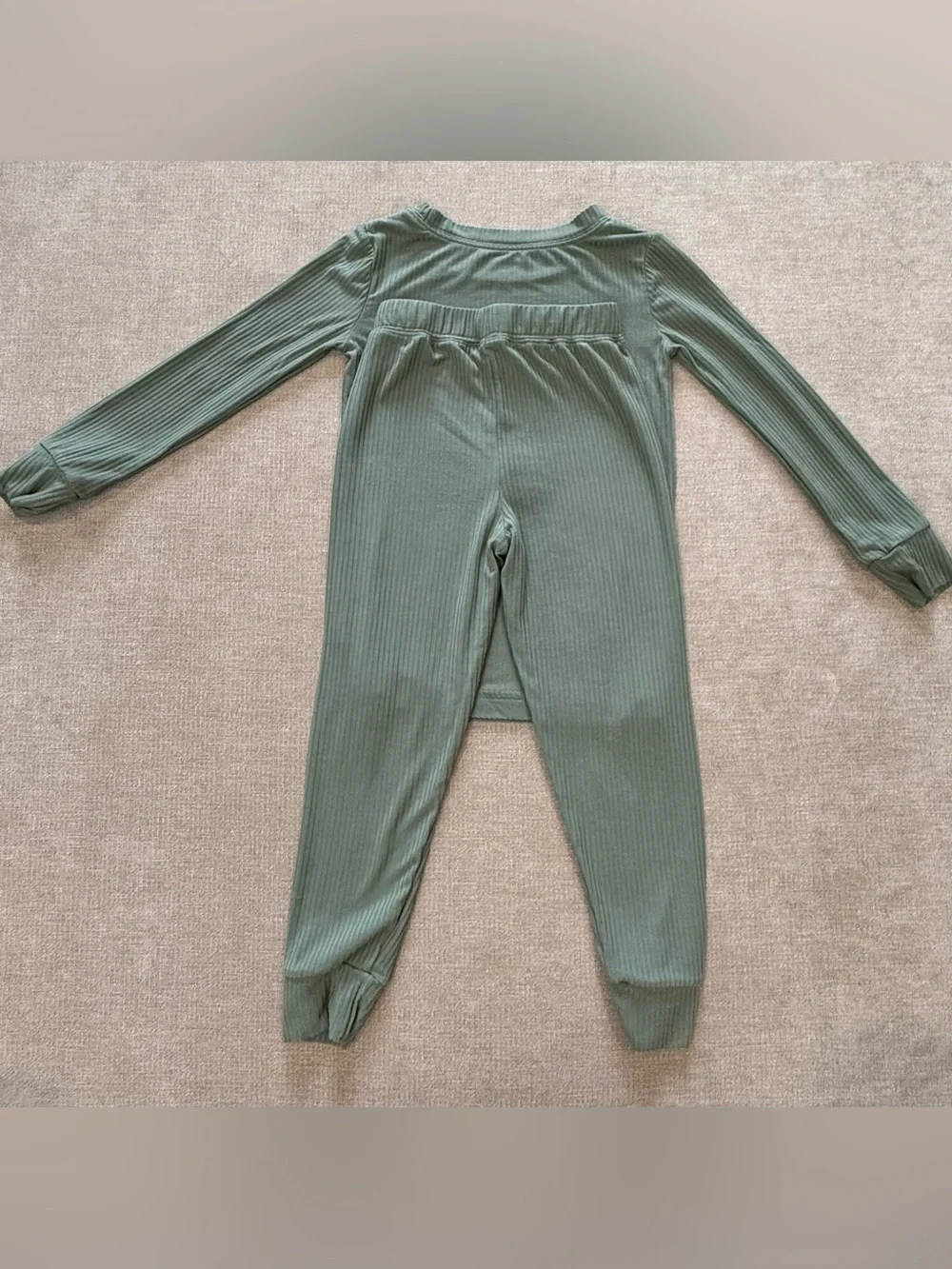 Little Sleepies Moss Ribbed Two-Piece Long Sleeve Pajama Set 2T
